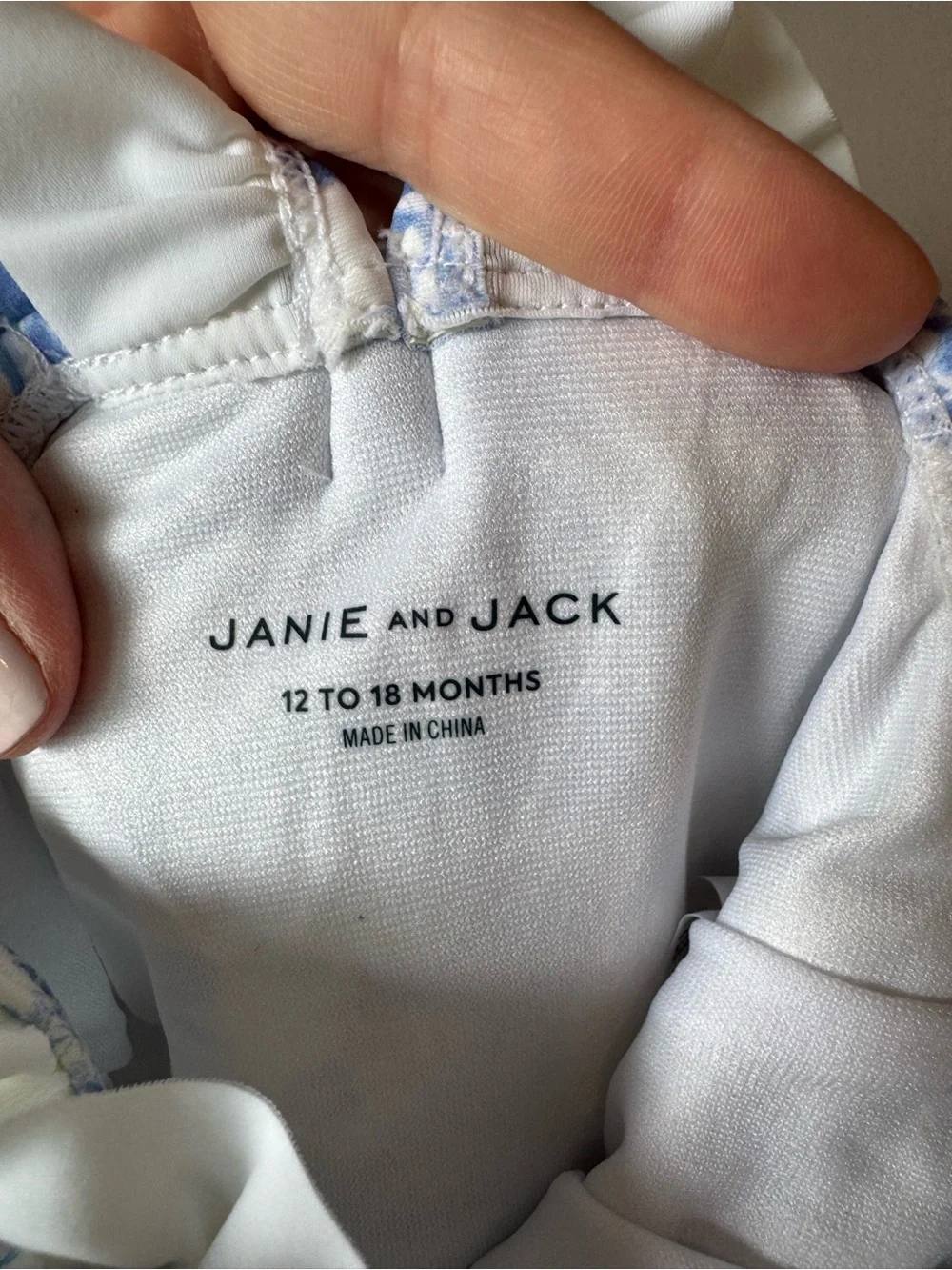 Janie and Jack NWT Blue White‎ Floral Ruched Swimsuit Bathing Suit 12-18 Months
